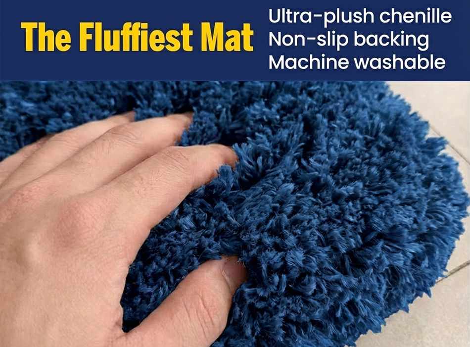 Muddymats® Fluffy Bathroom Rugs 2 Piece Set, Soft Absorbent Microfiber Bath Mats, Non Slip, Quick Dry, Machine Washable for Floor, Tub, Shower & Toilet, 20"x30" + 20"x20" U-Shaped