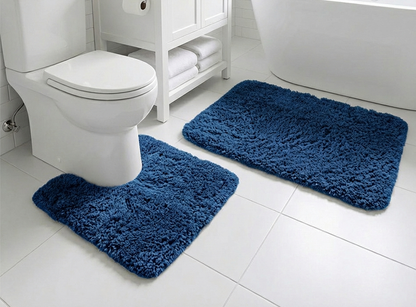 Muddymats® Fluffy Bathroom Rugs 2 Piece Set, Soft Absorbent Microfiber Bath Mats, Non Slip, Quick Dry, Machine Washable for Floor, Tub, Shower & Toilet, 20"x30" + 20"x20" U-Shaped