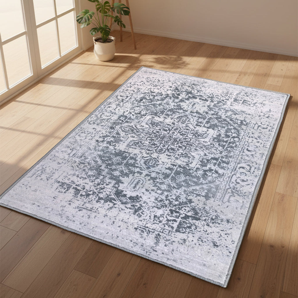 Muddy Carpet Frostbell Washable Area Rugs for Living Room, Bedroom & Dining Room – Modern Soft Low Pile Non Slip Carpet – Pet Friendly Waterproof Foldable Rugs for Home