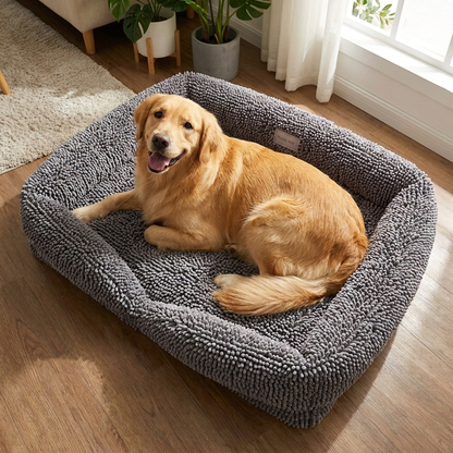 Muddymats® Rectangle Dog Bed — Real Memory Foam Support, Cozy Chenille Cover, Machine Washable | Fits Small to Large Dogs