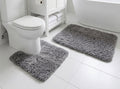 Muddymats® Fluffy Bathroom Rugs 2 Piece Set, Soft Absorbent Microfiber Bath Mats, Non Slip, Quick Dry, Machine Washable for Floor, Tub, Shower & Toilet, 20"x30" + 20"x20" U-Shaped