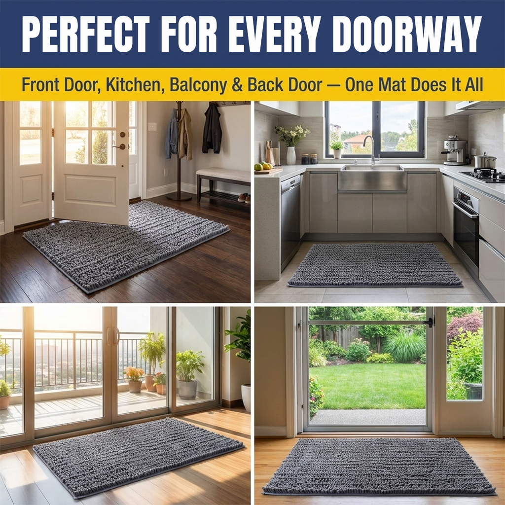Muddymats® MudMax Dog Door Mat for Muddy Paws – Ultra Water Absorbing Mat Chenille Muddy Carpet® Soaks 5X Water, Microfiber Quick Dry, Slip Resistant Machine Washable Indoor Mat