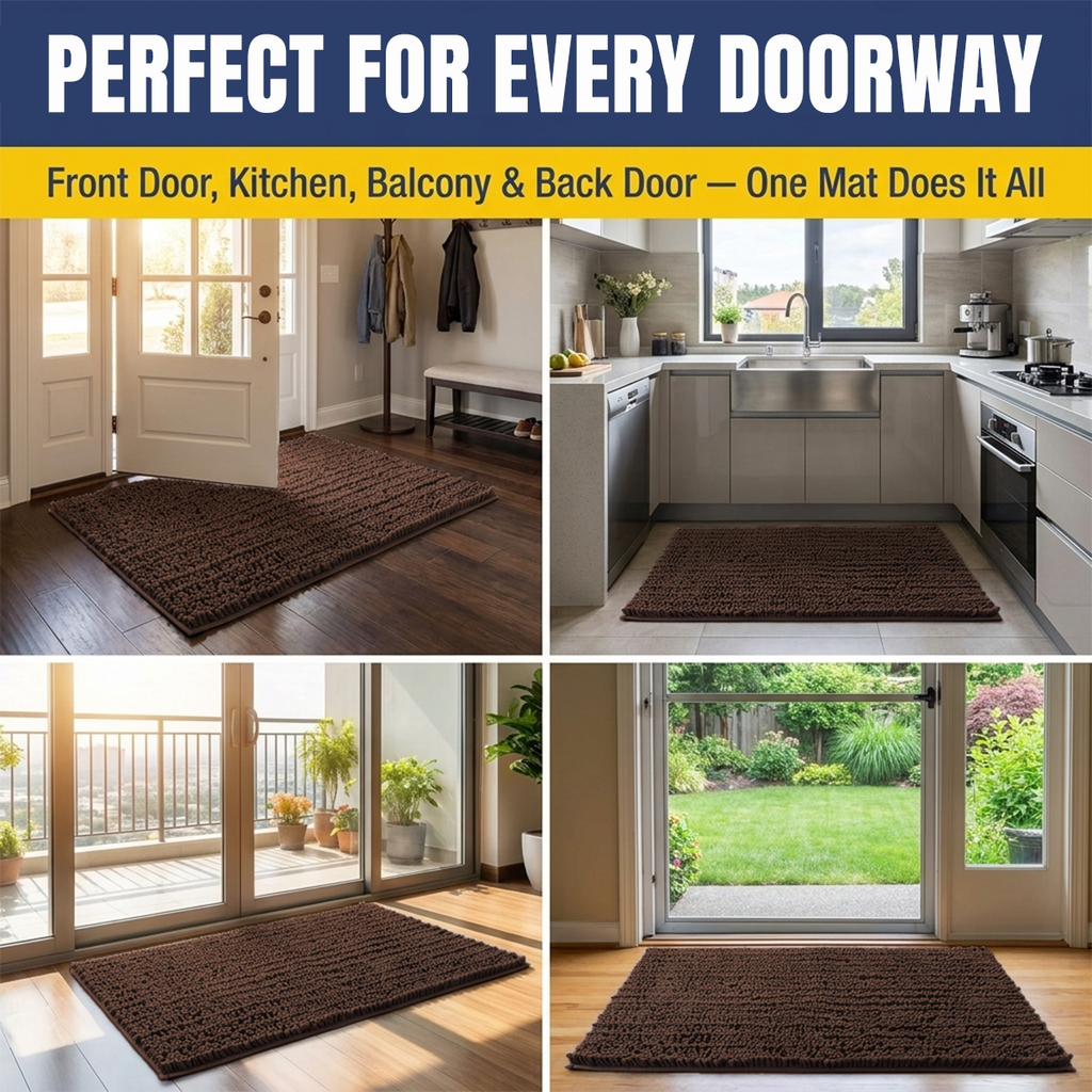 Muddymats® MudMax Dog Door Mat for Muddy Paws – Ultra Water Absorbing Mat Chenille Muddy Carpet® Soaks 5X Water, Microfiber Quick Dry, Slip Resistant Machine Washable Indoor Mat