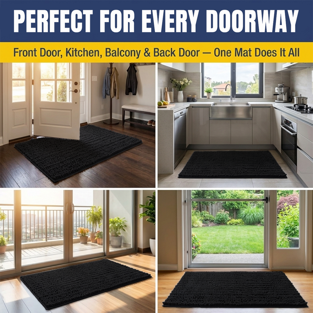 Muddymats® MudMax Dog Door Mat for Muddy Paws – Ultra Water Absorbing Mat Chenille Muddy Carpet® Soaks 5X Water, Microfiber Quick Dry, Slip Resistant Machine Washable Indoor Mat